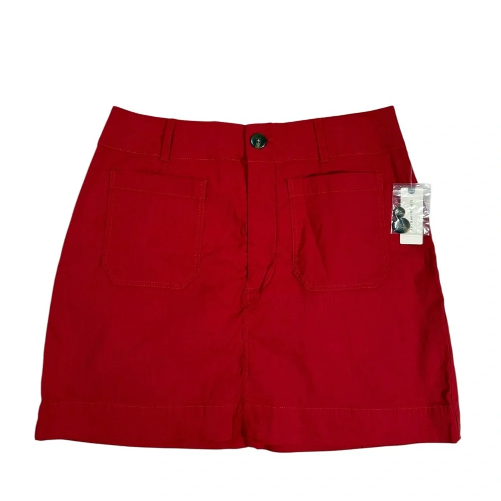 Maeve by Anthropologie Red Skirt Womens Large Pockets Linen Blend NEW Read Desc - Picture 1 of 9